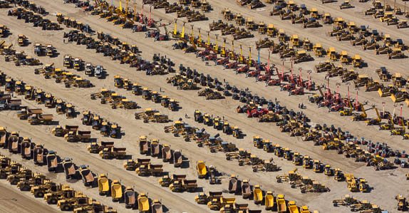 Aerial view of equipment at Ritchie Bros.’ Edmonton auction site Aerial view of equipment at Ritchie Bros.’ Edmonton auction site