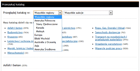 Wybierz region lub aukcję